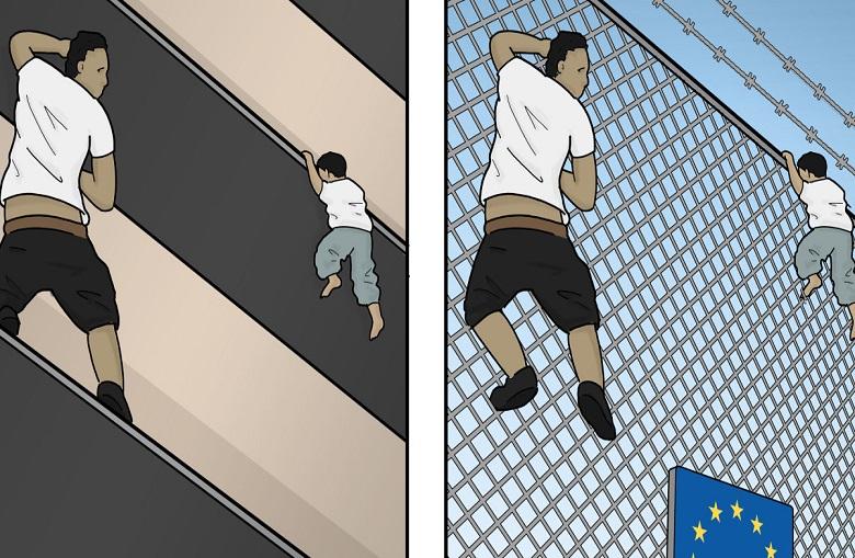 How "heroism" Mamoudou Gassama climb balcony explain in this cartoon