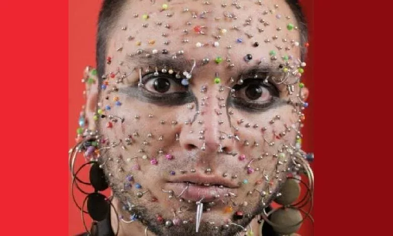 Axel Rosales, who has 280 piercings on his face