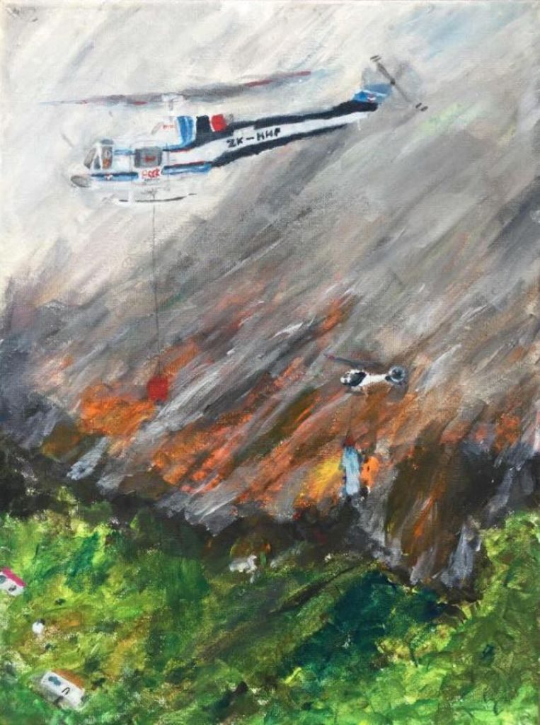 Cheering: A painting that boy (11) makes of forest fires in Nelson goes viral 