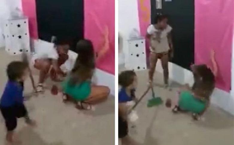 Angry boy (4) hits his elder sister to behave: She is twerking [Video]