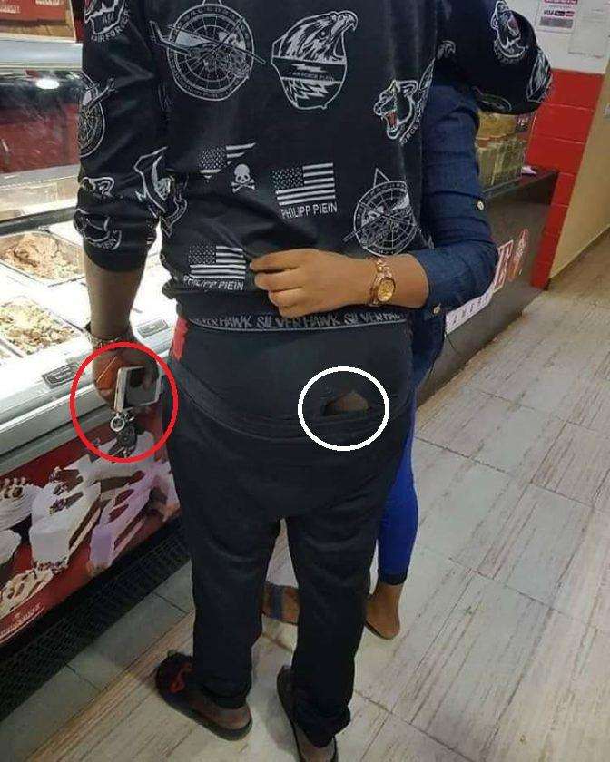 Holds Car key and iPhone but spotted wearing tore underwear