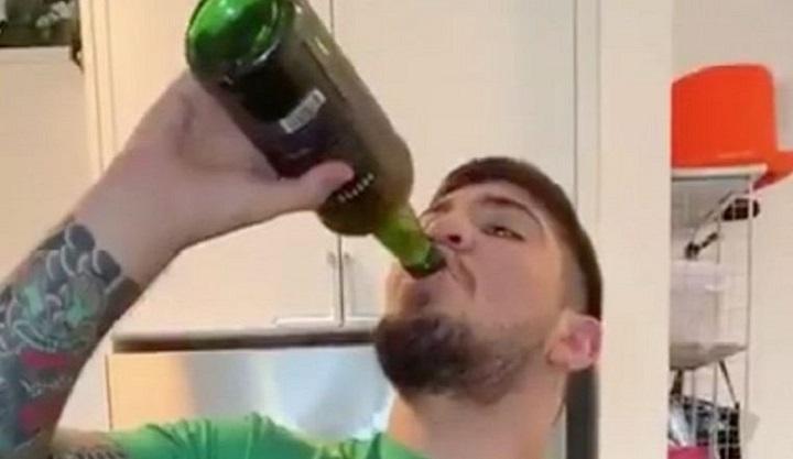 In 32 seconds: McGregor's partner pours in a full bottle of whiskey