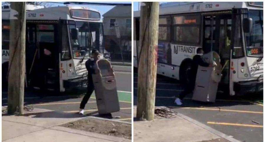 He tries to escape with ATM machine via minibus, but driver gives him a hard lesson [Video] 