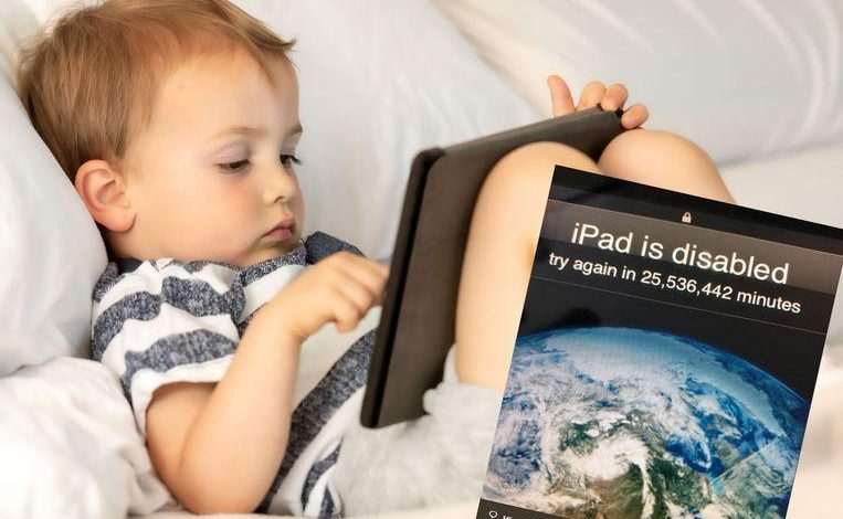 The iPad is disabled: "Try again after 48.5 years"
