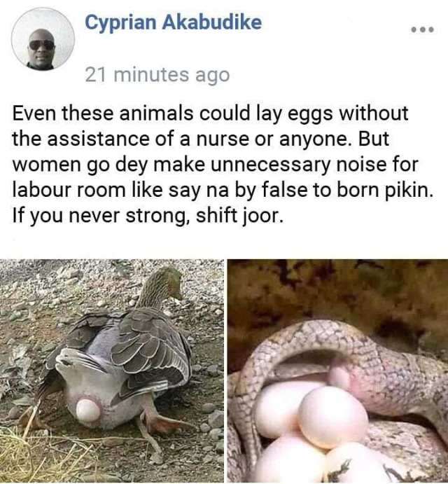 "Women make unnecessary noise during labor" - Man says