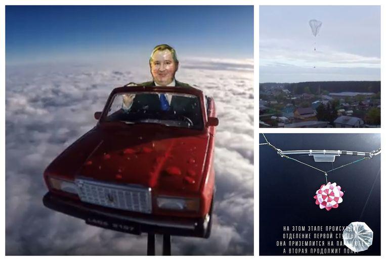 Russian response to the Tesla in space: a toy ladder in the stratosphere