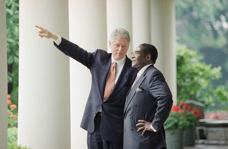 Robert Mugabe with then American President Bill Clinton in 1995.