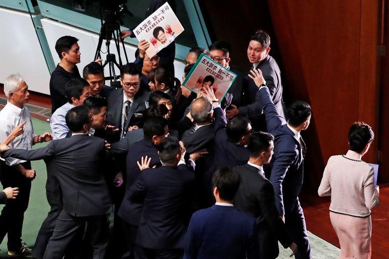Chaos in Hong Kong Parliament