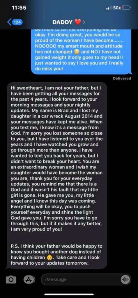 She texted her deceased father every day for 4yrs and suddenly received an answer 