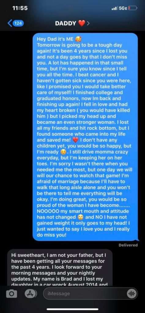 She texted her deceased father every day for 4yrs and suddenly received an answer 