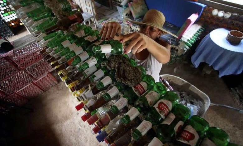 Unseen recycling: home of 6,000 discarded bottles