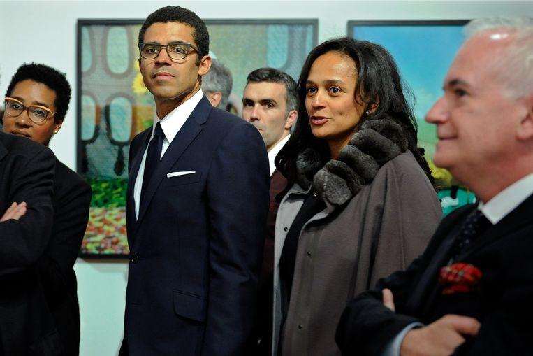 Isabel dos Santos and her husband Sindika Dokolo in 2015, at the opening of an art exhibition in Porto, Portugal with works from Dokolo's collection.
