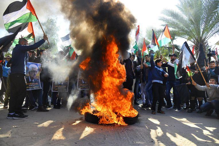 In Palestine, there was heavy protest this week against Trump's Middle East plan.