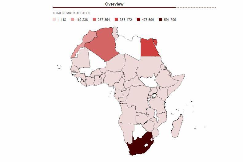  Overview of coronavirus affected countries in Africa as of 25 March 2020