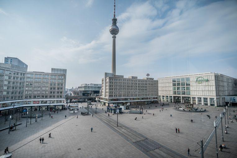 The Alexanderplatz in Berlin, normally one of the busiest shopping streets in the German capital.