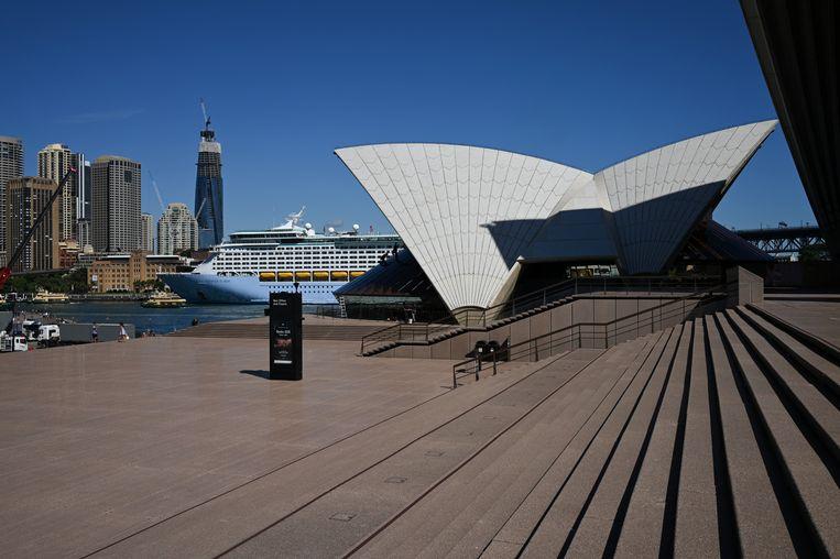An empty square in front of The Sydney Opera House in the Australian metropolis of the same name.