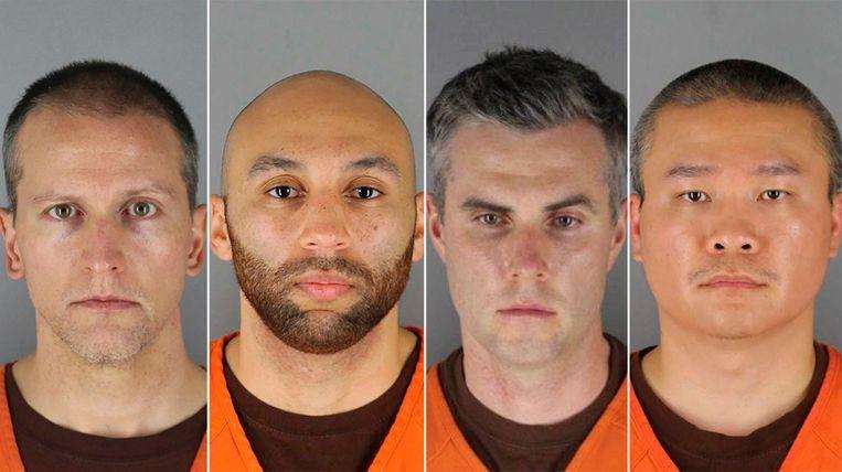 From left to right: Derek Chauvin, J. Alexander Kueng, Thomas Lane and Tou Thao.
