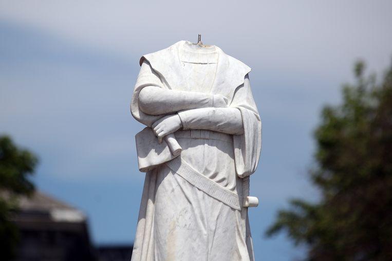  A statue of Columbus was beheaded in Boston.