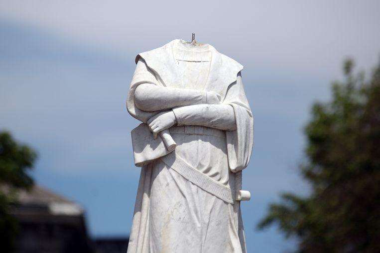 A statue of Columbus was beheaded in Boston.