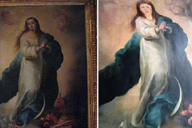 Restoration goes wrong: “face of Virgin Mary mutilated beyond recognition”