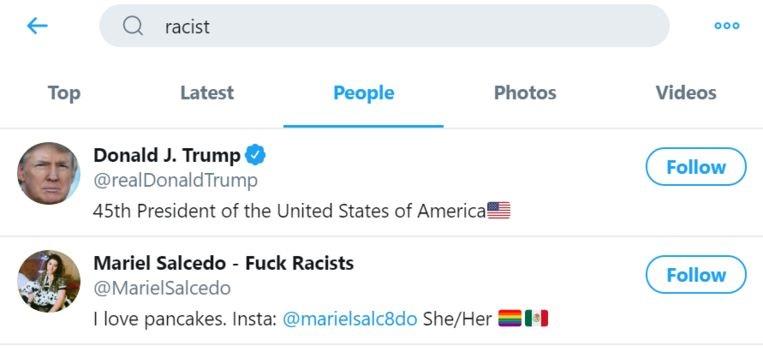 Donald Trump appears first on search result for ‘racist’ on Twitter