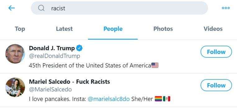 Donald Trump appears first on search result for ‘racist’ on Twitter