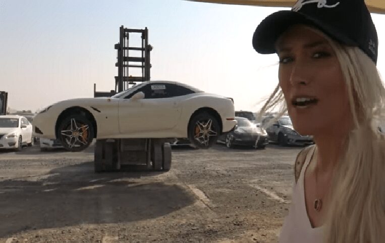 Junkyard in Dubai full of wrecks and abandoned expensive cars