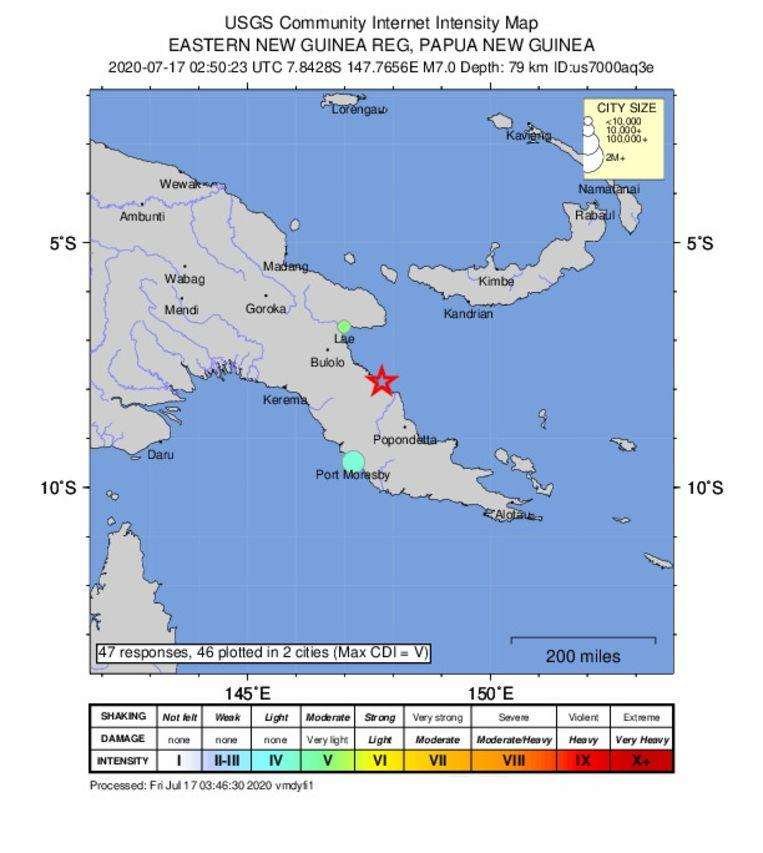 Papua New Guinea startled by severe earthquake