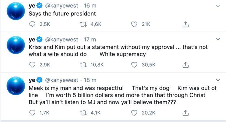 Kanye West posted a series of strange tweets online again on Tuesday night.