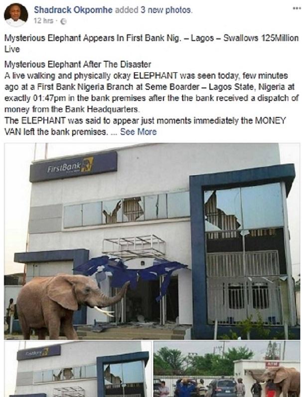 Elephant escapes with N125 million