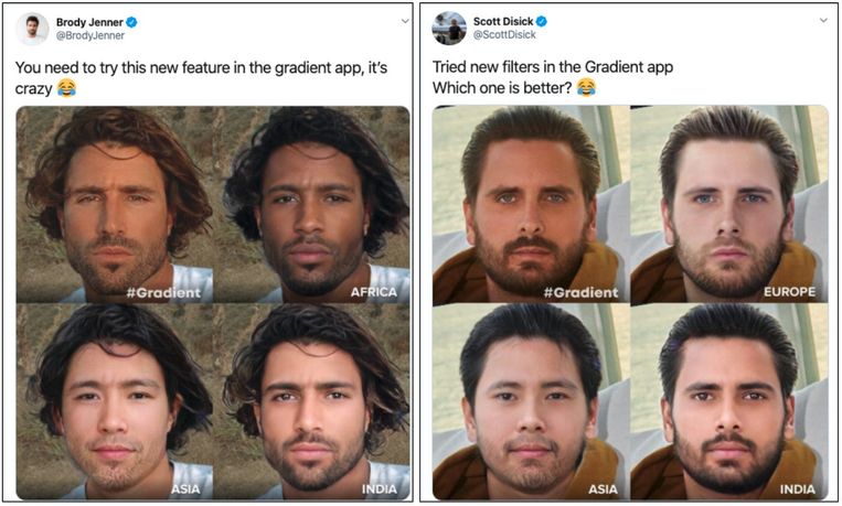 Brody Jenner (left) and Scott Disick (right) are promoting the new filter on Twitter. After a storm of criticism, they deleted their tweets.