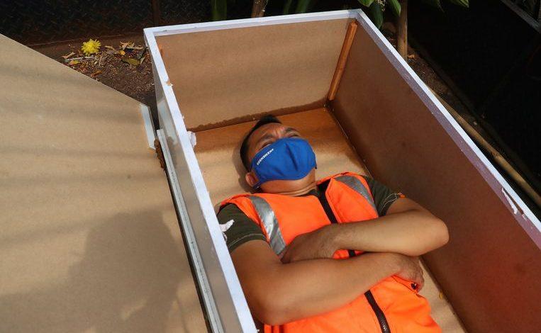 Man avoids Covid-19 fine by sleeping in a coffin for a minute