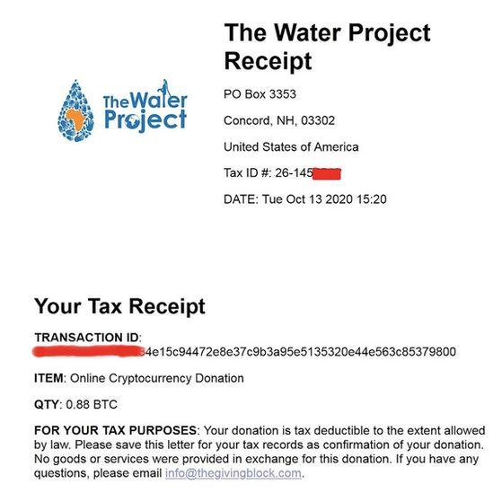 Another receipt was posted on the dark web indicating a donation