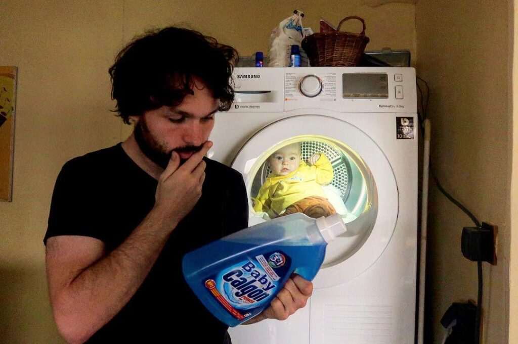 Dad makes funny photos to show his partner that daughter is safe 