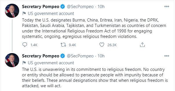 Nigeria and Eritrea added to US religious freedom blacklist