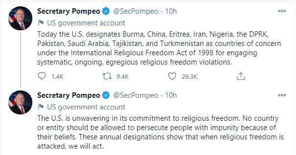 Nigeria and Eritrea added to US religious freedom blacklist