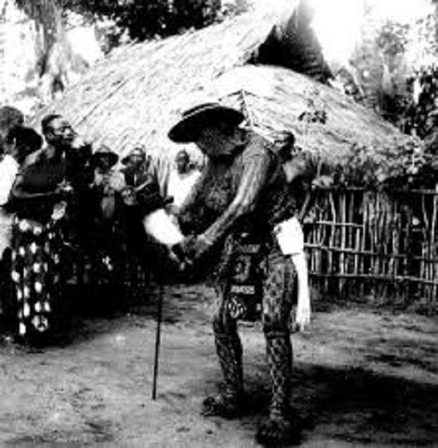 Ancient secret society Okonko performing their dacing tradition.