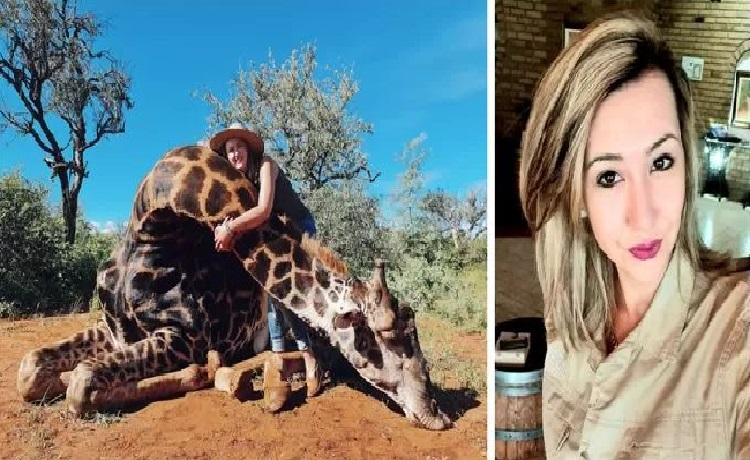 Hunter poses with a shot giraffe as a Valentine’s gift