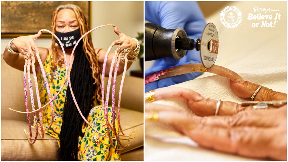 World longest fingernails cut her nails with a grinding disc: ‘washing no longer possible’