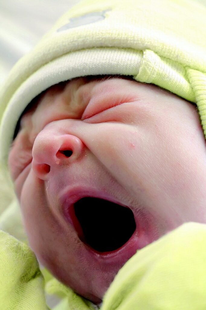 little baby yawning