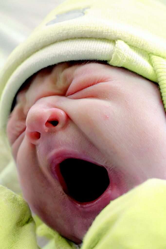 little baby yawning