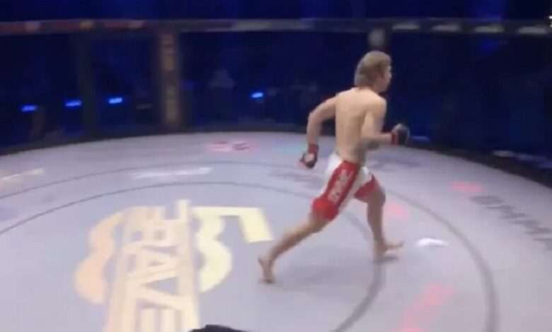 MMA fighter knocks out rival after 13 seconds and runs out of the cage