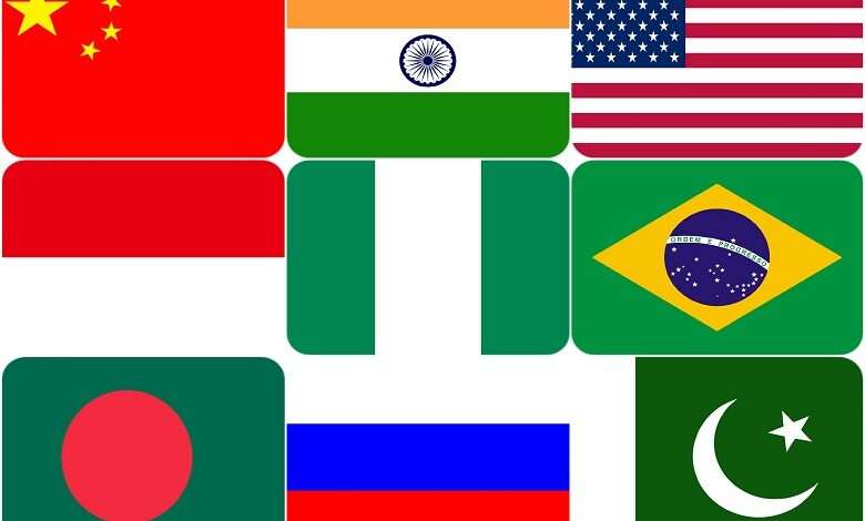 The top 10 most populous countries on the planet