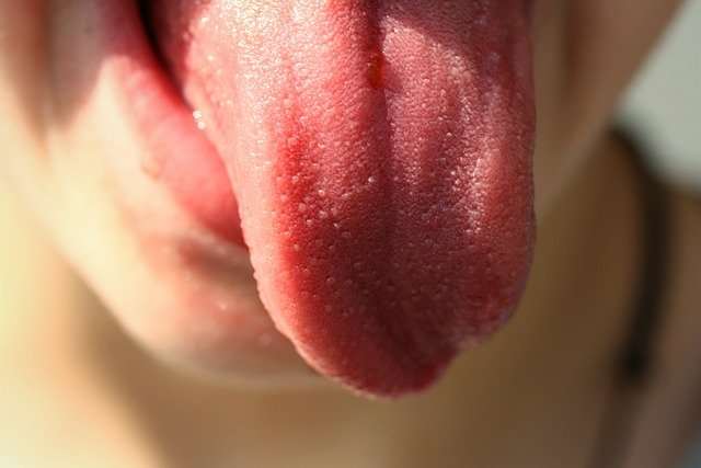 Sticking out tongue