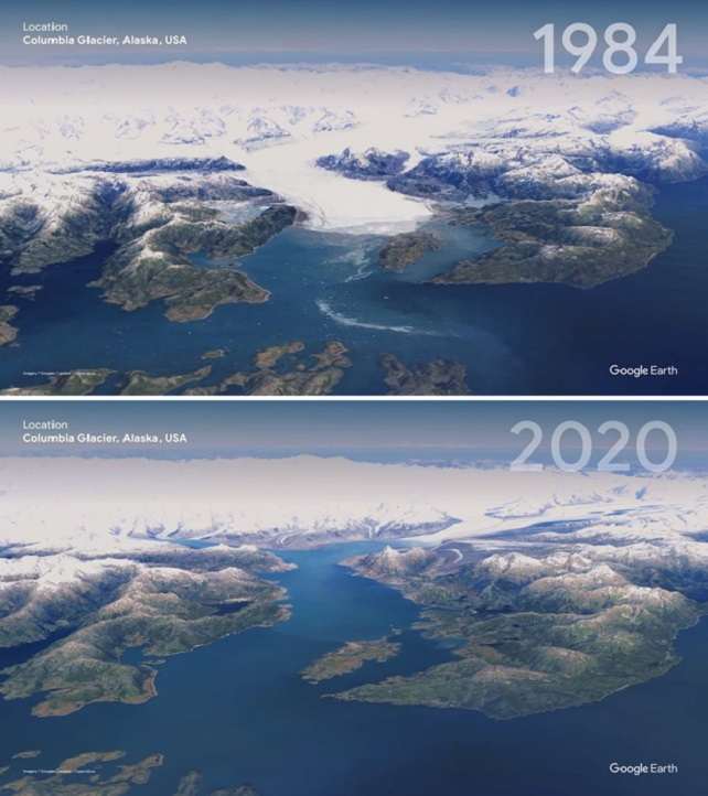 The glacier in Alaska also changed