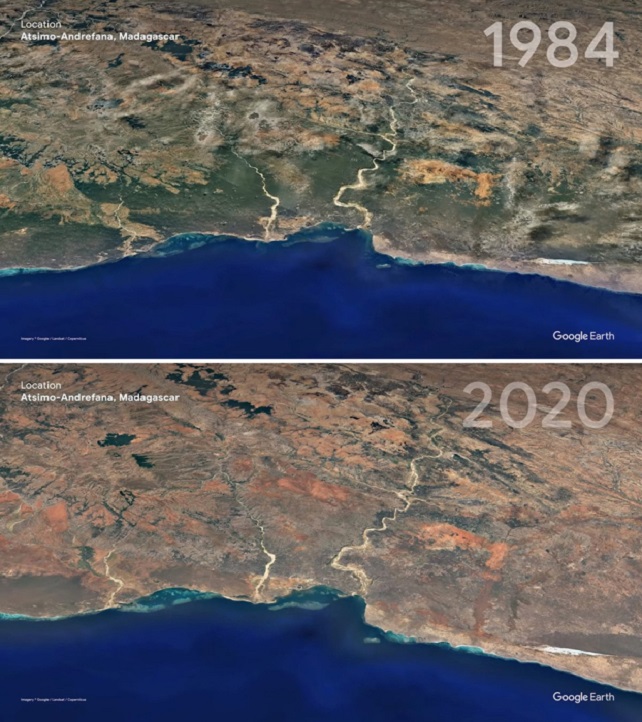 This part of Madagascar was once green, but has become red.