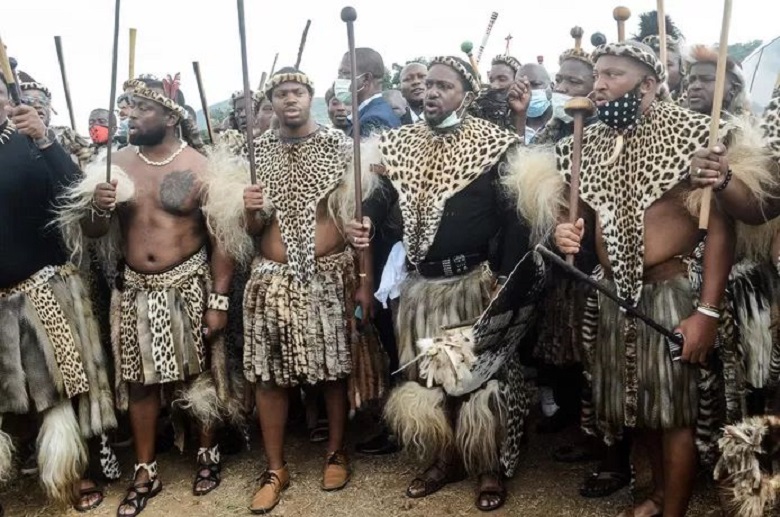 Misuzulu Zulu (second from right, with black shirt) has been designated by his mother as the new Zulu king