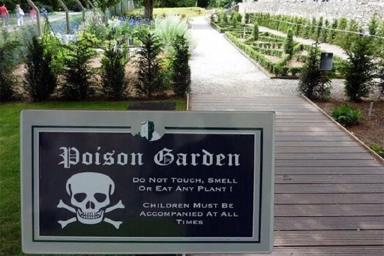 Numerous signs in the Poison Garden warn visitors of the danger