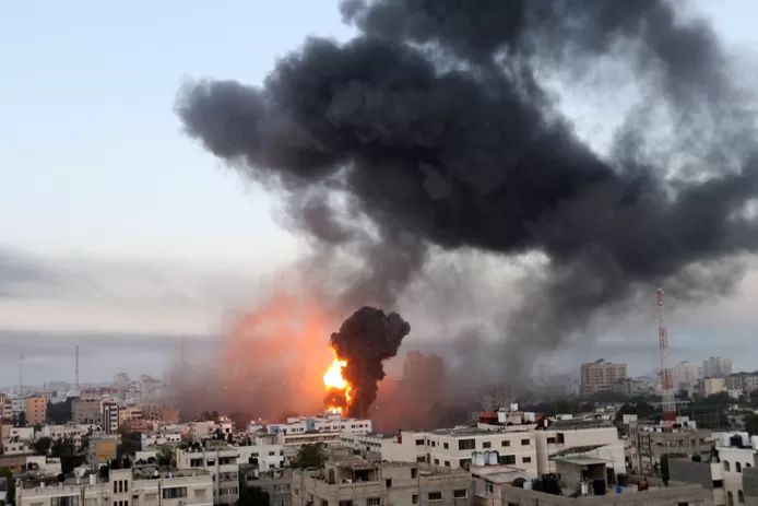 An Israeli air raid on Gaza.