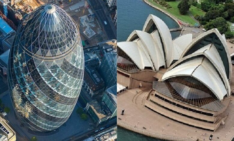Six most famous buildings in the world from the aerial view
